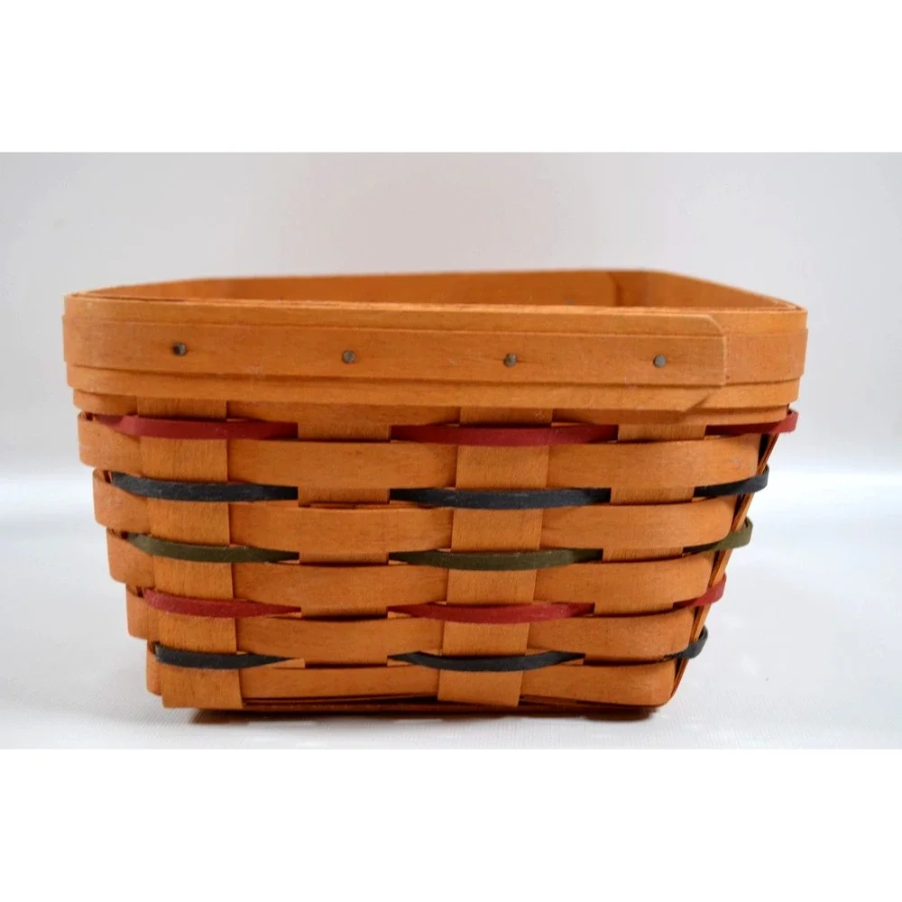 Longaberger 1997 Heartland Medium Square Basket W/ Multicolor Accent Weave